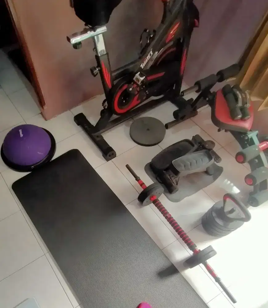 Sepeda statis totalFit FREE set dumbell 20kg,bosu speed,kursi sitUp