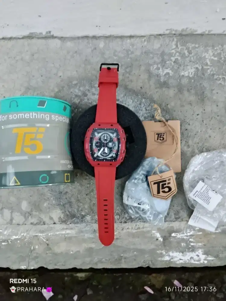 Jam tangan pria T5 komplit normal Chrono tanggal aktif water resistan