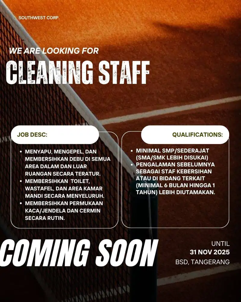 Staf Kebersihan Lapangan Padel