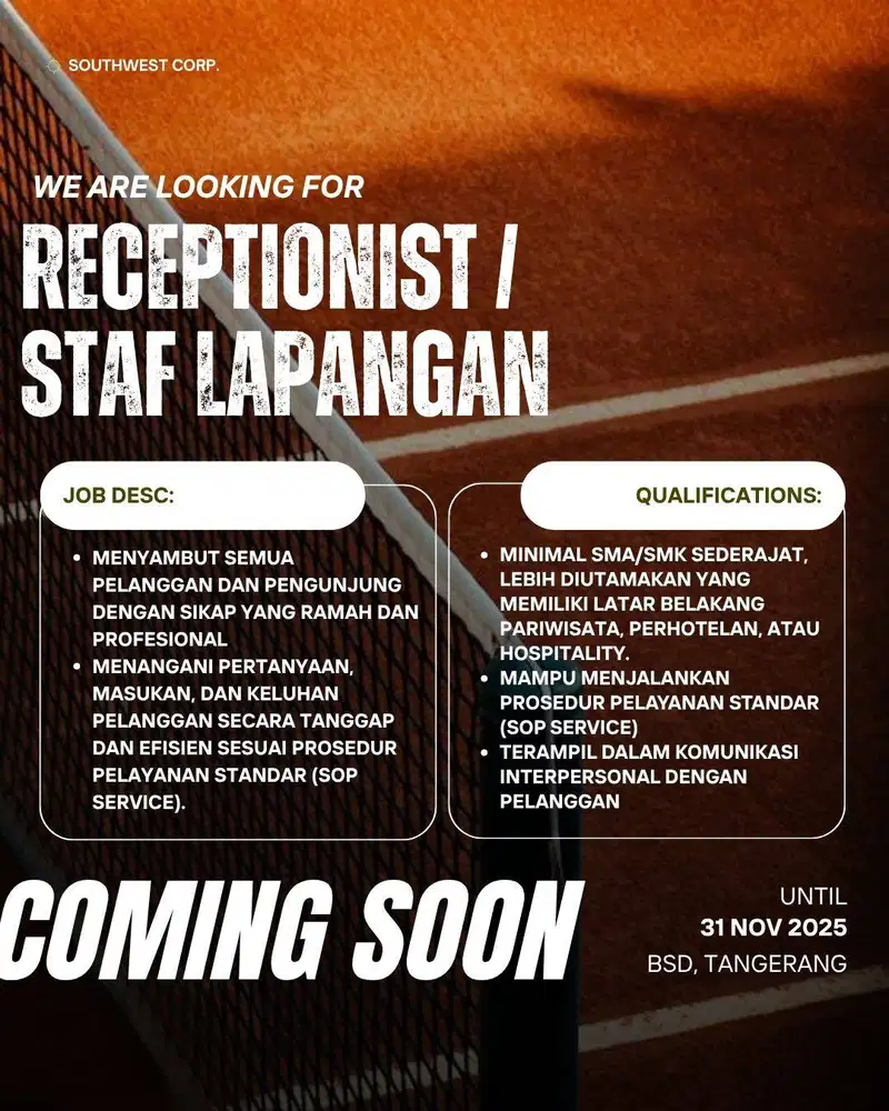 Receptionist & Staf Lapangan