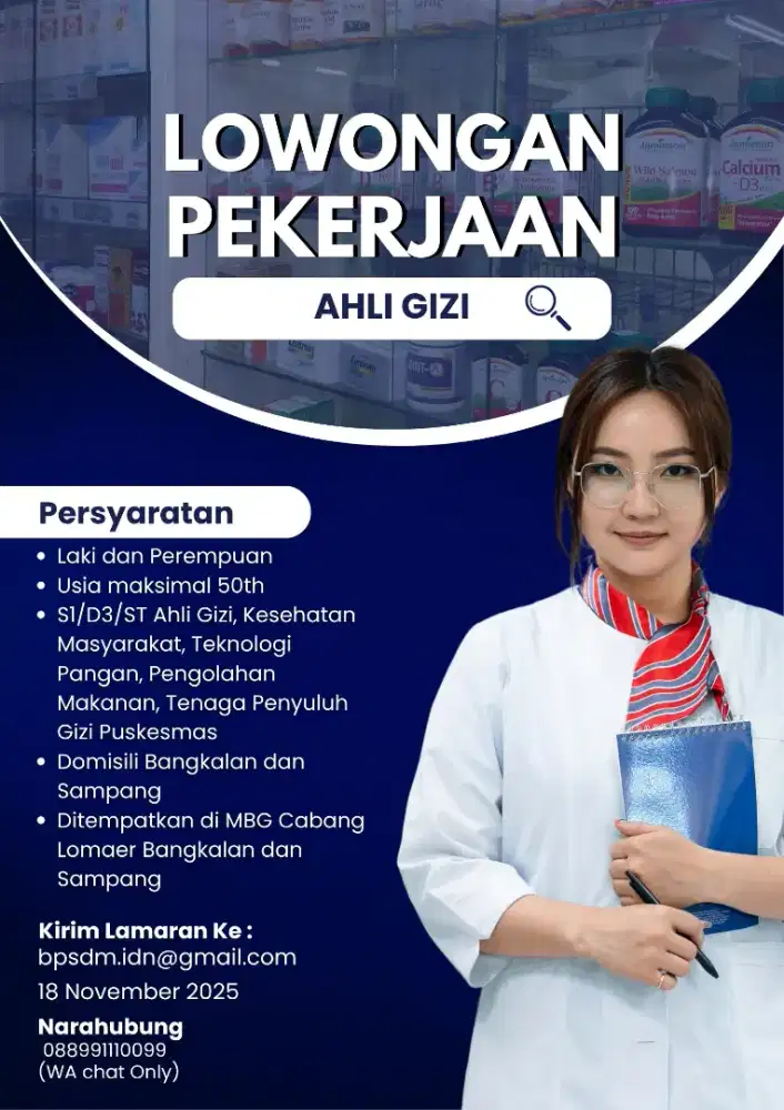 Lowongan Kerja S1 Akuntansi dan S1 Ahli Gizi