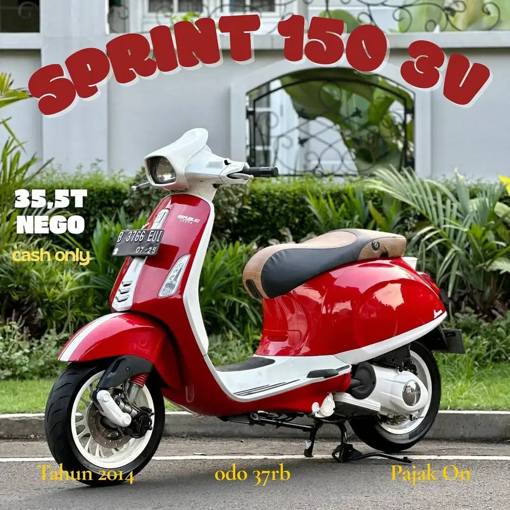 Piaggio Vespa SPRINT 150 3V Tahun 2014 Warna MERAH PERFECT CONDITION M