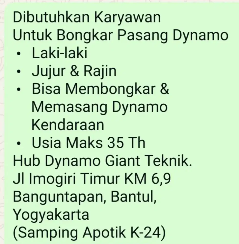 Butuh Tukang Dynamo