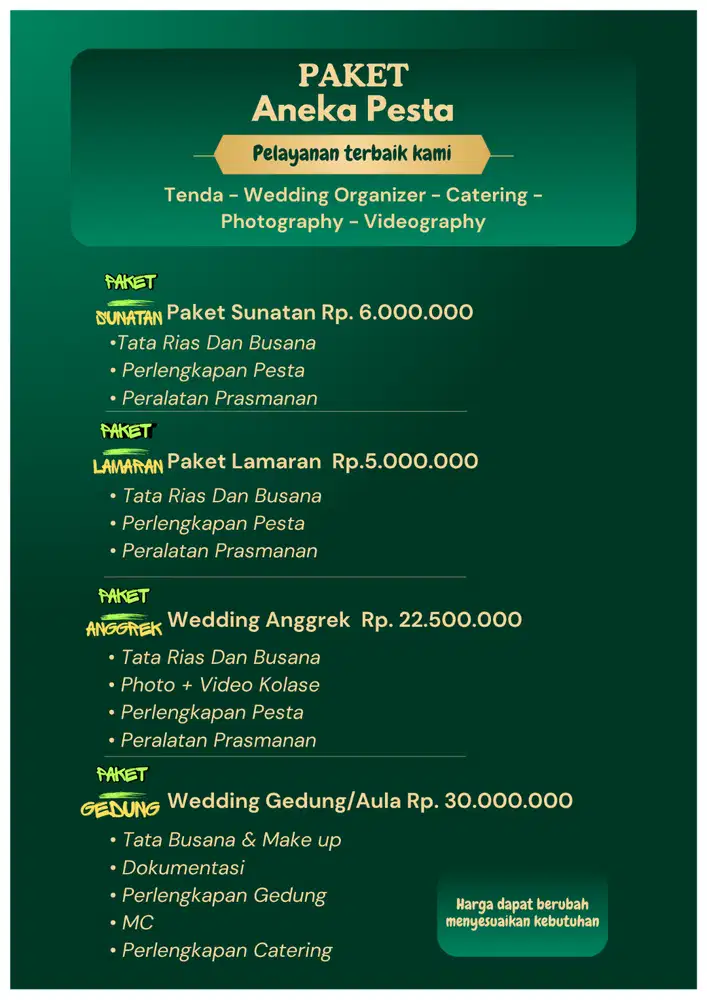 Paket Tenda dan Dekorasi