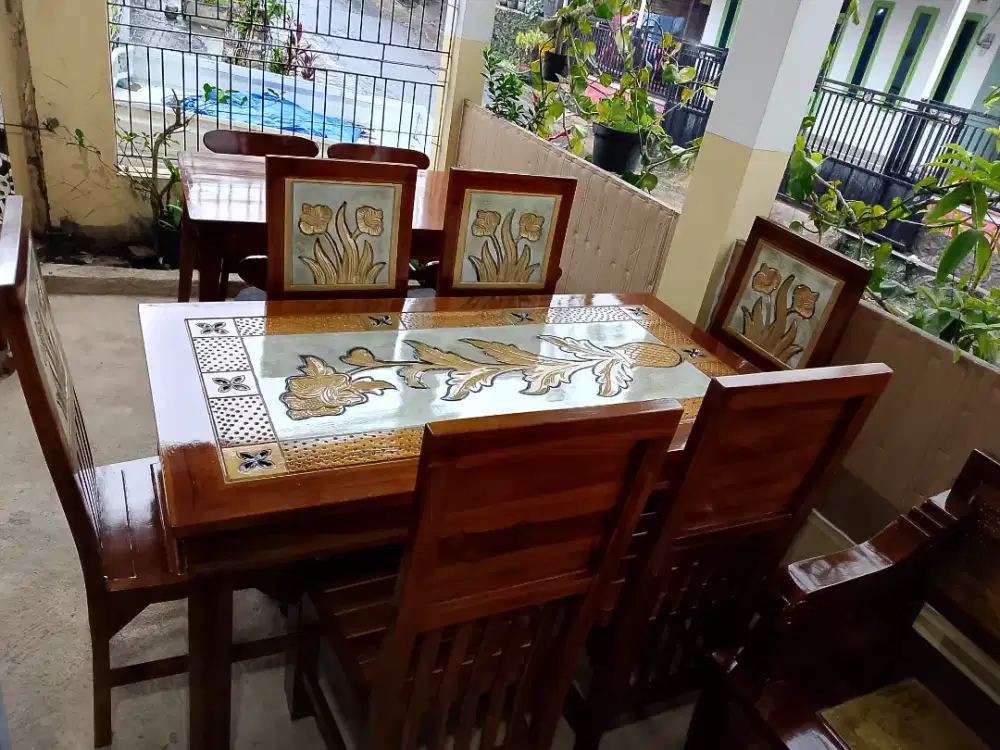 Meja Makan 6kursi Motif Marmer