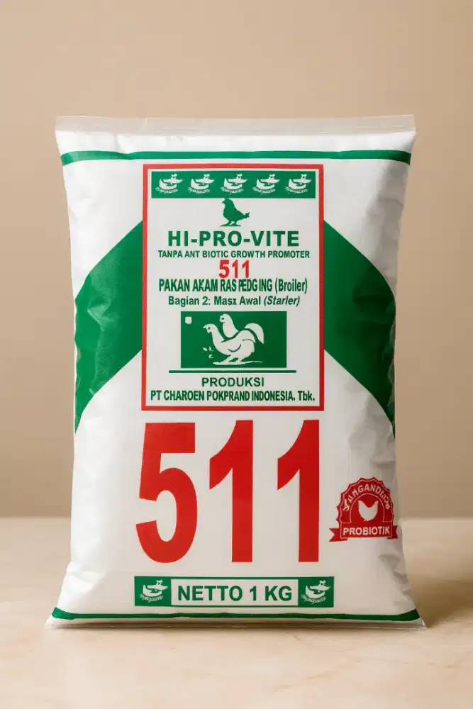 Pur Ayam Hi Pro Vite 511 Pokphand 1 KG Pakan Starter DOC Ayam Komplit