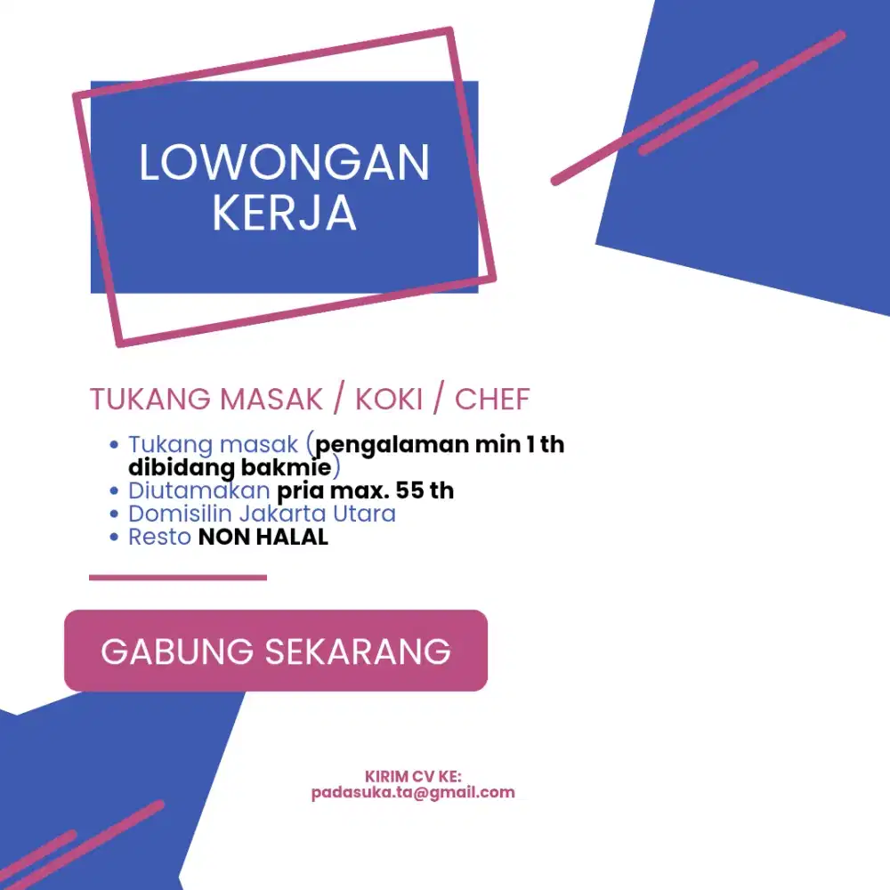 chef / koki spesialis bakmie