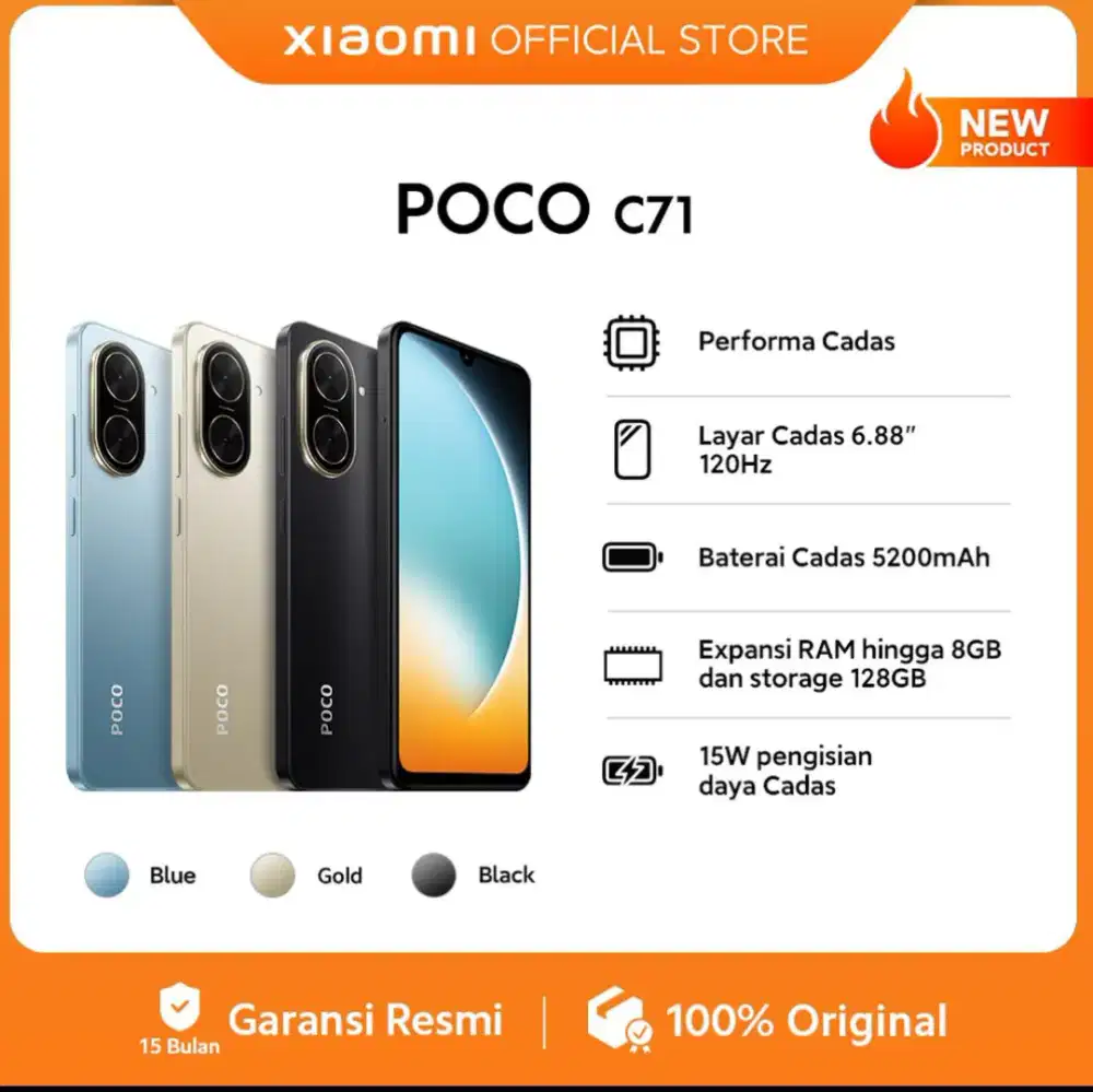POCO C71 RAM 4/128 GB, WARNA BIRU, NEW, SEGEL, BNIB, NO REPACK