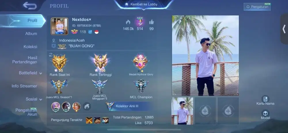 Jual akun mobile lagend