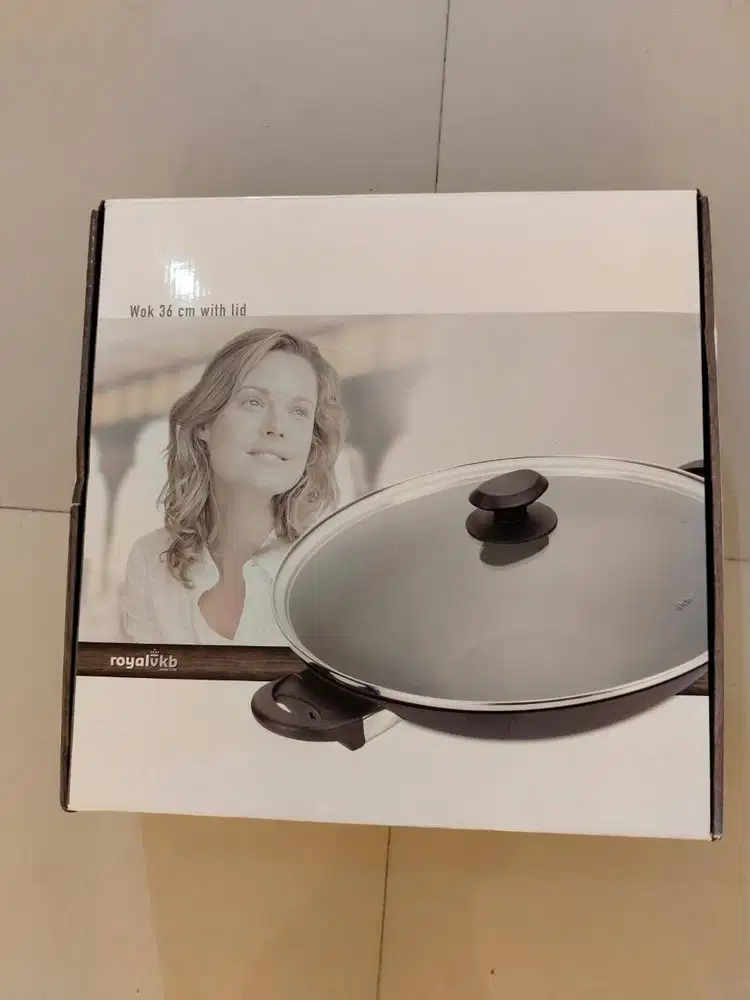 RoyalVKB Wok Pan with Lid 36 CM Teflon Wajan Penggorengan Dengan Tutup