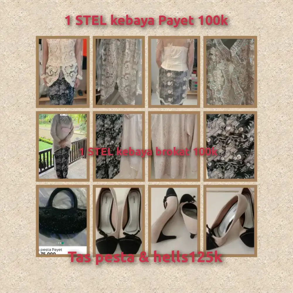 Preloved kebaya, tas & sepatu