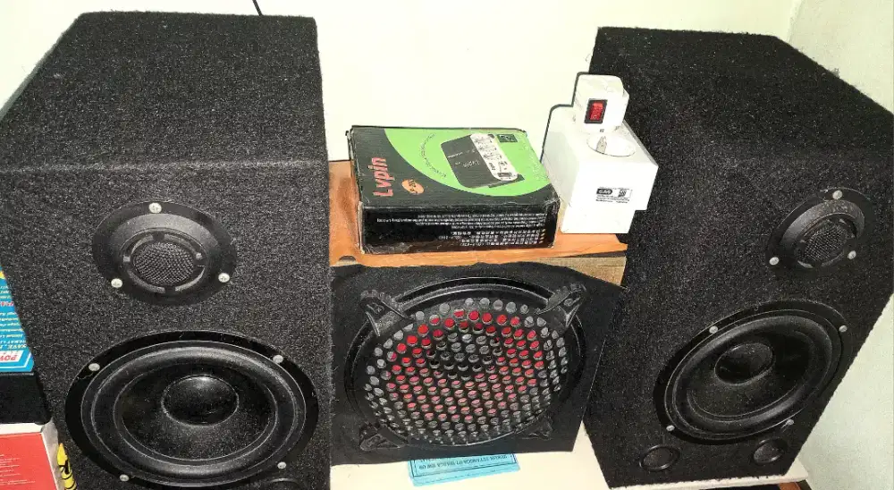 Set Speaker Pasif, 2 Speaker & 1 Subwoofer + mini amply Lvpin