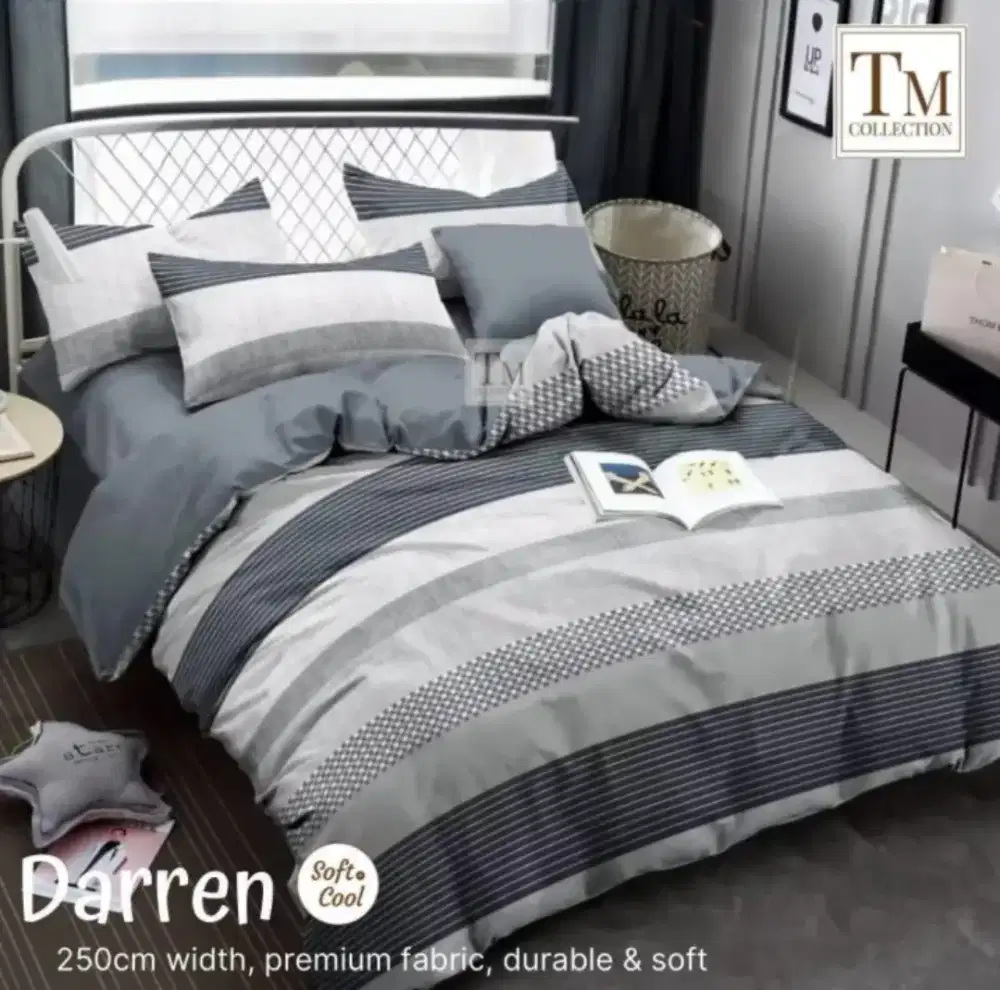 Sprei katun premium motif minimalis garis darren