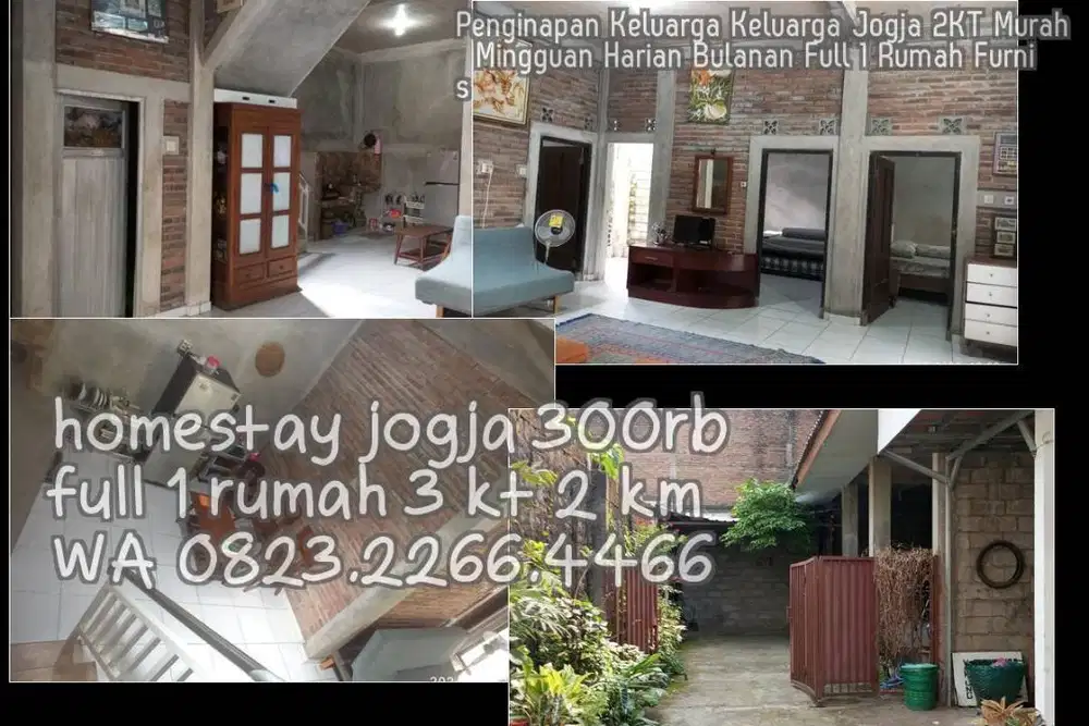 Penginapan Keluarga Keluarga Jogja 2KT Murah  Mingguan Harian Bulanan