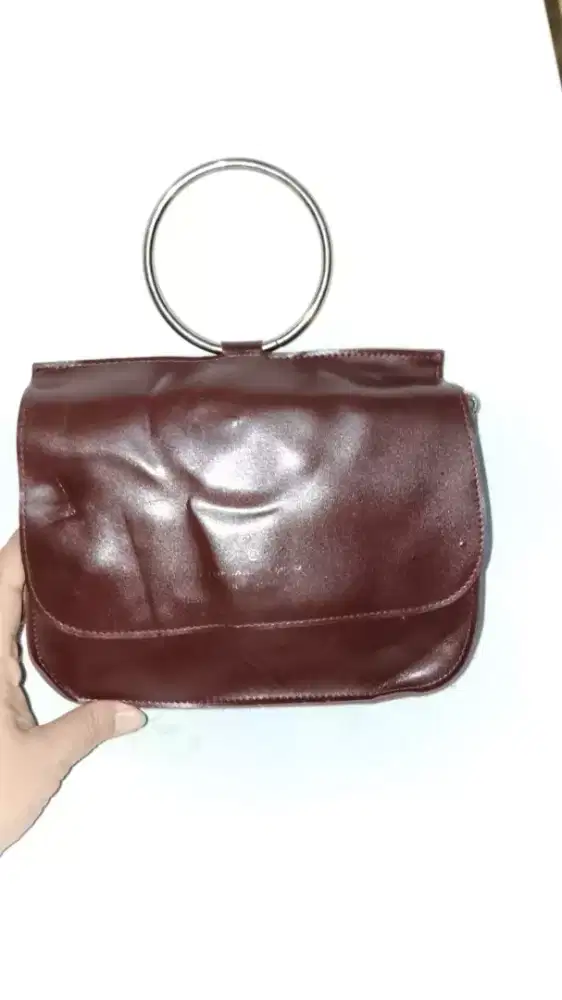 Tas wanita handle besi bulat, coklat, Sleman Yogyakarta