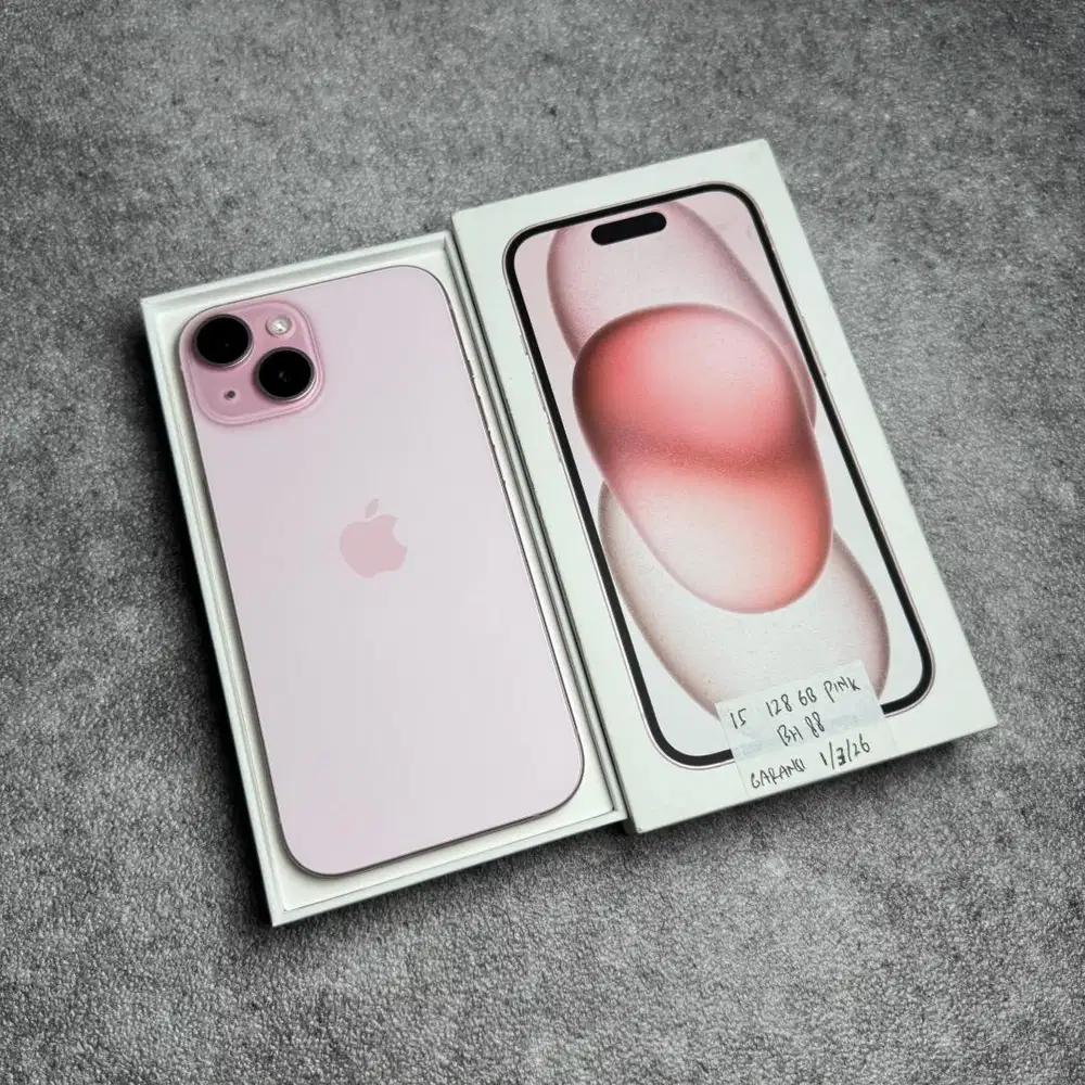 Iphone 15 128GB Pink Garansi 01/03/2026 BH 88 Ibox