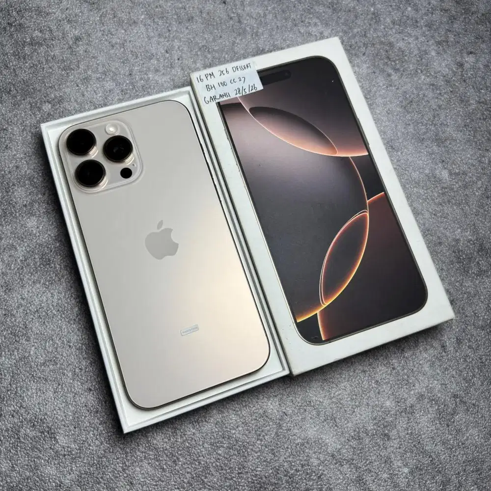 Iphone 16 ProMax 256GB Dessert Garansi 28/05/2026 BH 100 CC 27 Ibox