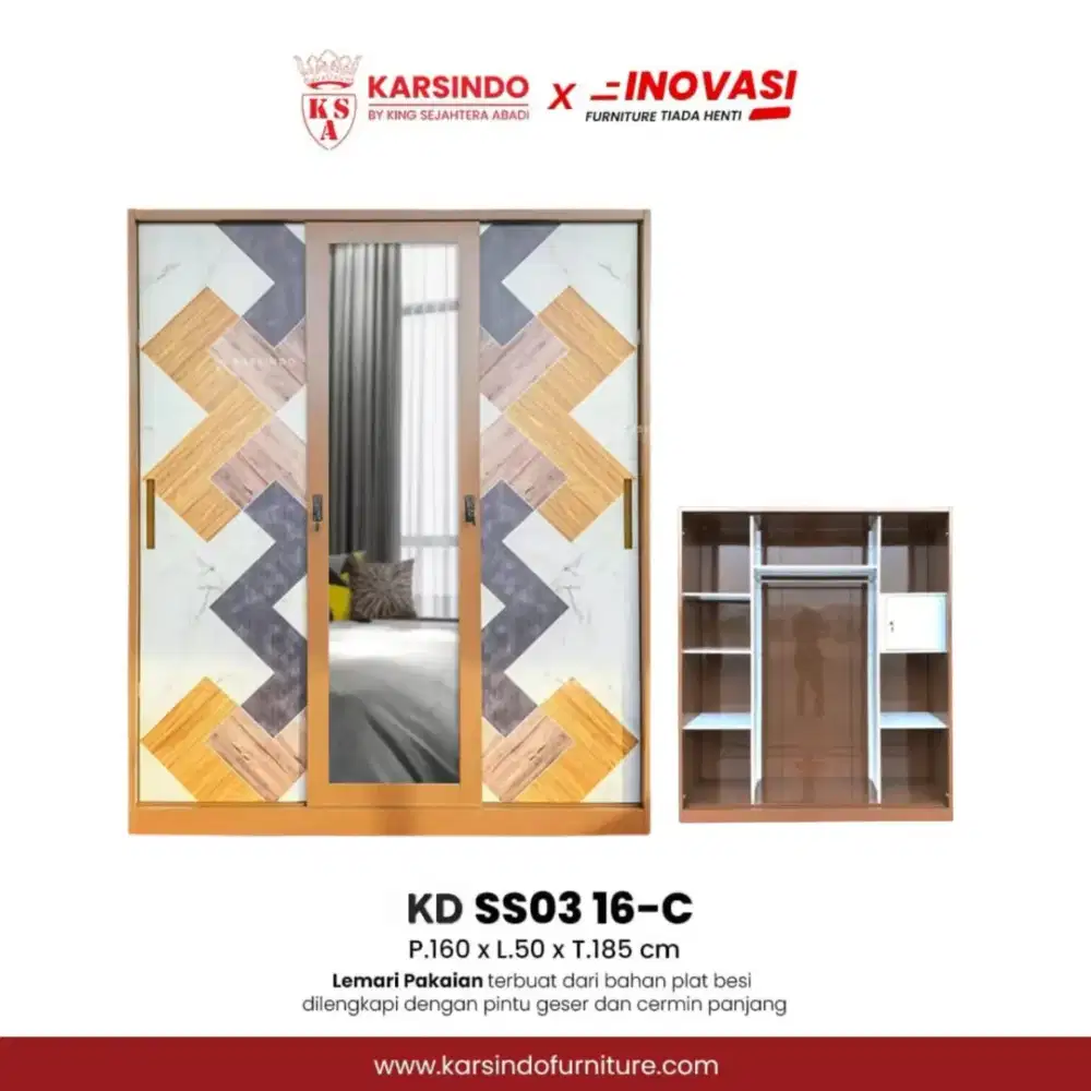 Lemari PLat Besi 3pintu Sliding/Geser