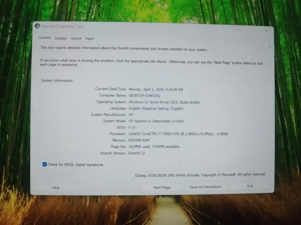 HP Spectre x2 Detachable i7-7560U ada minus ya