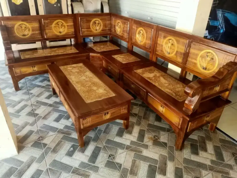 Kursi Pojok/Kursi L/Kursi Sudut Kayu Jati