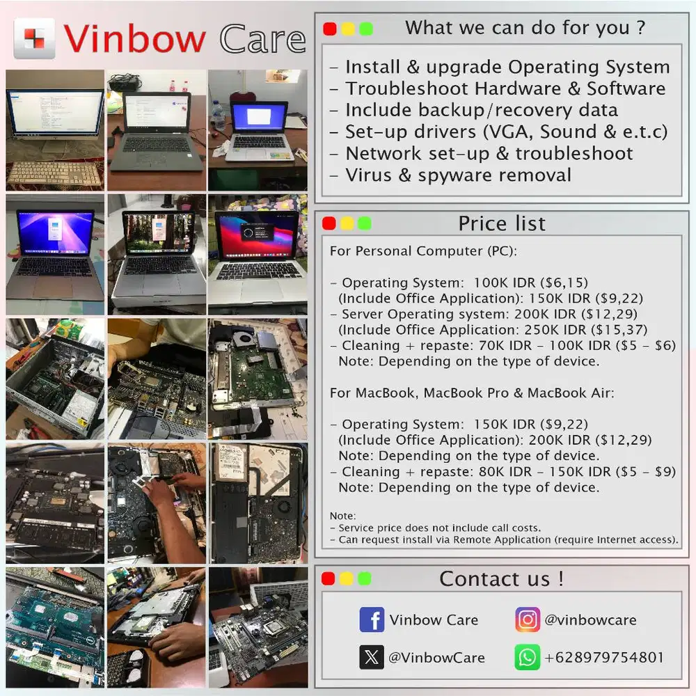 Servis panggilan instal ulang dan upgrade Komputer, Laptop & MacBook