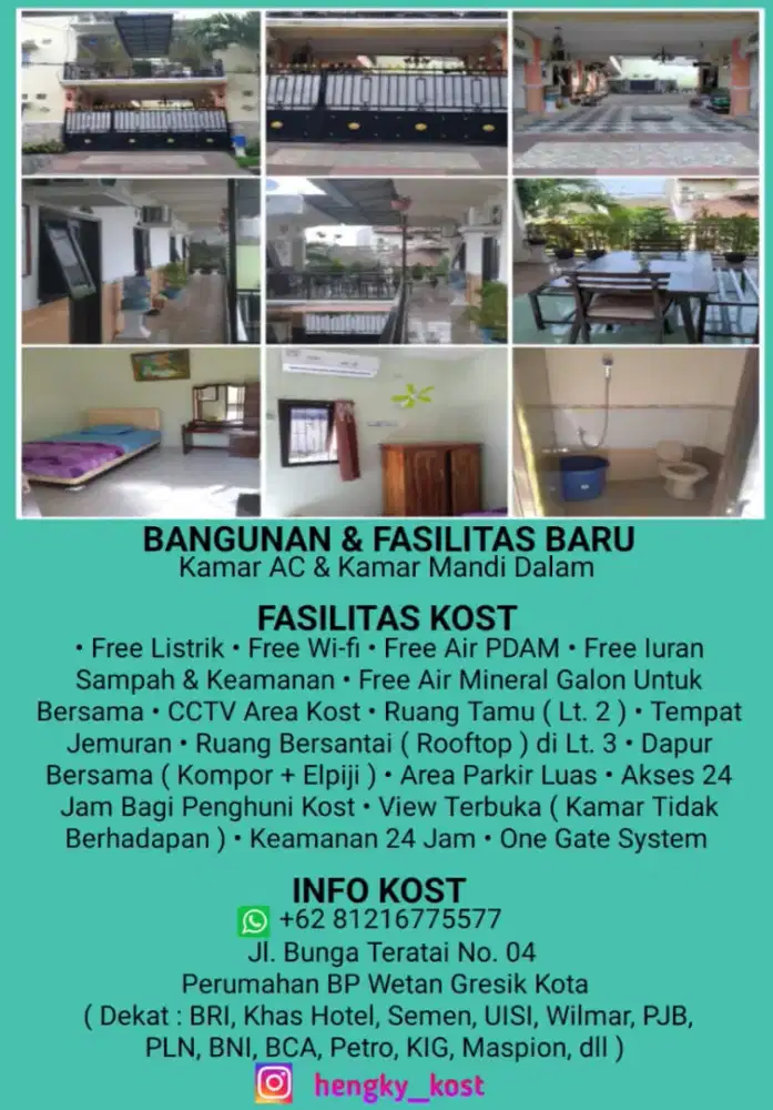 kost di tengah kota Gresik Perum BP Wetan