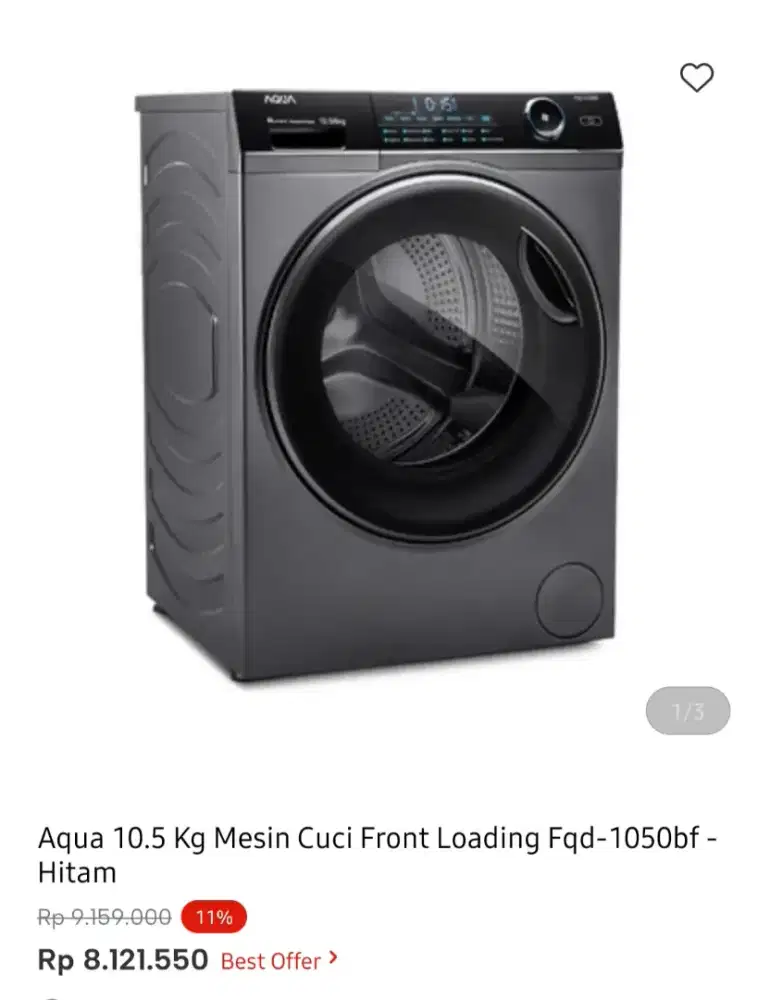 MESIN CUCI FRONT LOAD AQUA 10.5KG