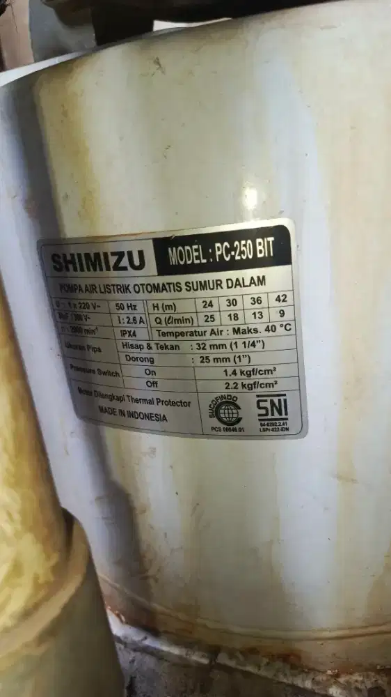 Pompa Shimizu sanyo jetpam 250bit sumur dalam