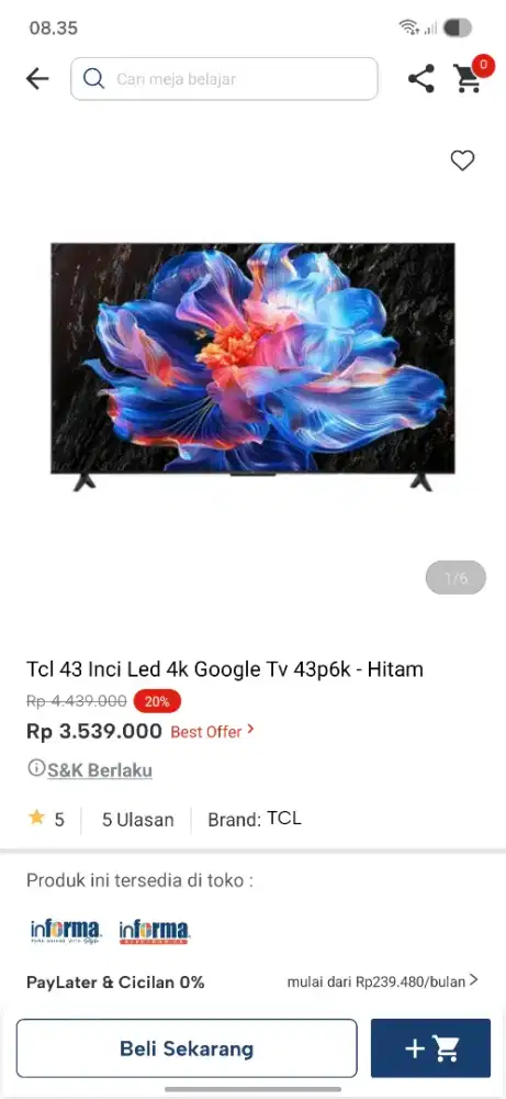 Promo murah tv 43 inc tcl google tv