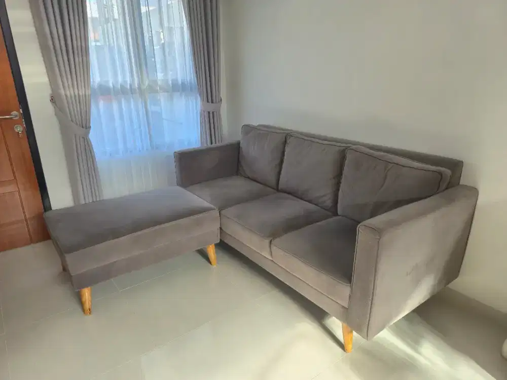 SOFA L SCANDINAVIAN BISA PINDAH POSISI warna Abu bahan maserati