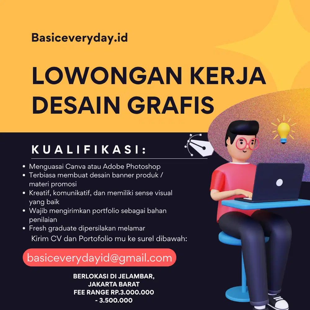 LOWONGAN KERJA DESAIN GRAFIS / EDITOR JAKARTA BARAT , JELAMBAR