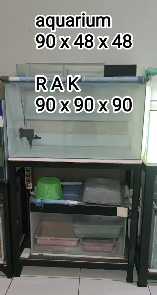 Rak Holo 4 x 4 cm lengkap dengan aquarium dan pompa dan kabel