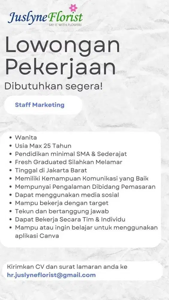LOWONGAN KERJA MARKETING