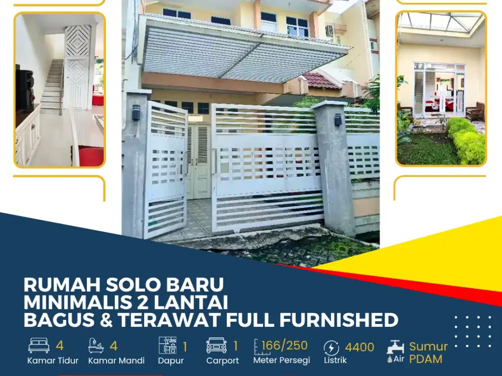 Rumah Solo Baru Bangunan Bagus 2 Lantai Full Furnished