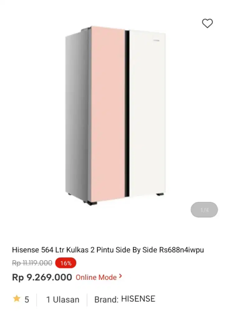 PROMO KREDIT HISENSE 564 LTR KULKAS 2 PINTU SBS