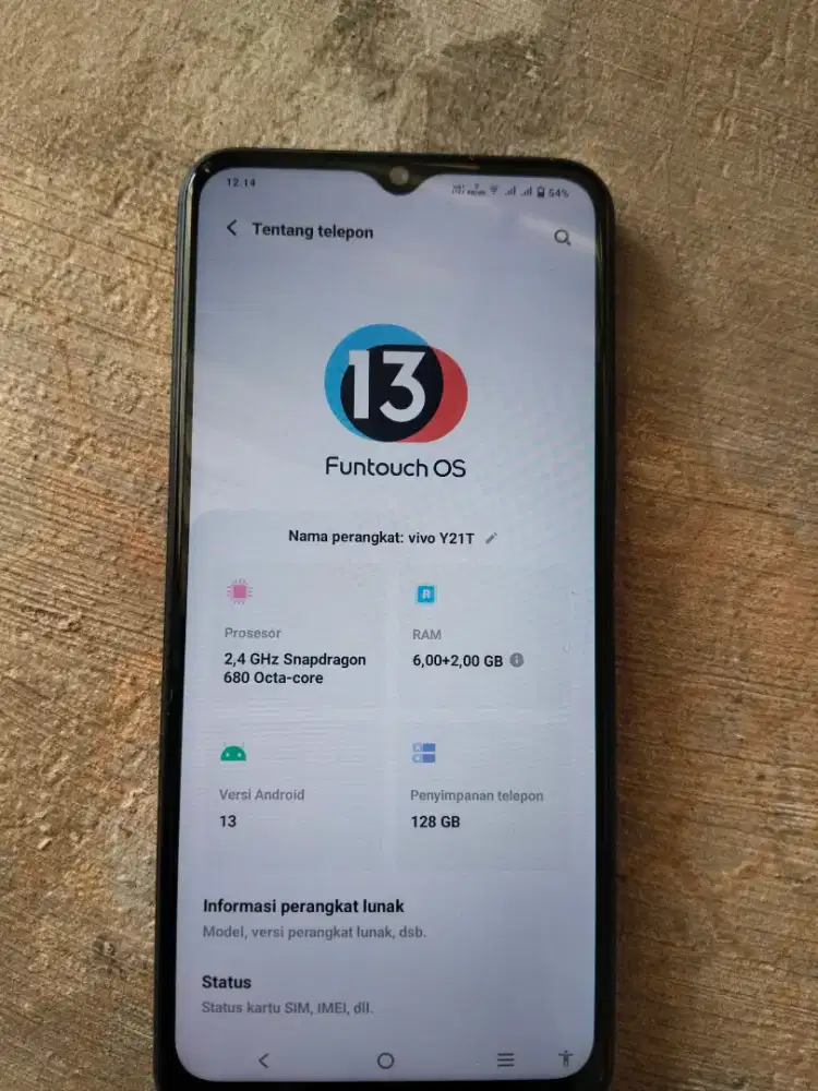 Vivo Y21t 6 ram 6 memori internal 128gb