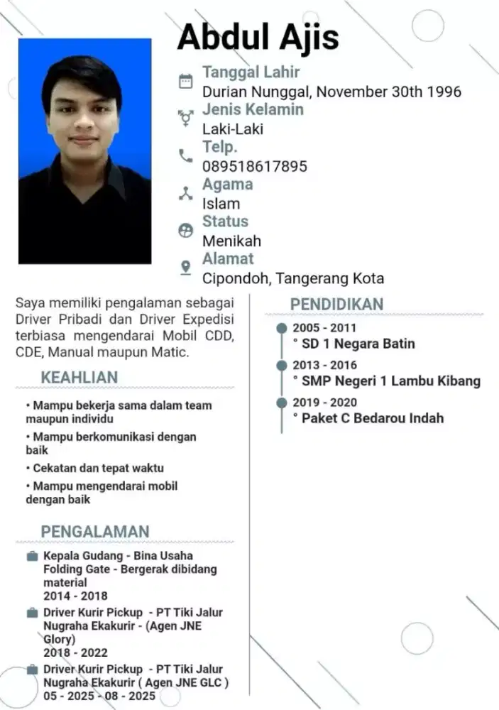 Cari kerjaan sopir modal simA pengalaman di expedisi JNE,jnt cargo,