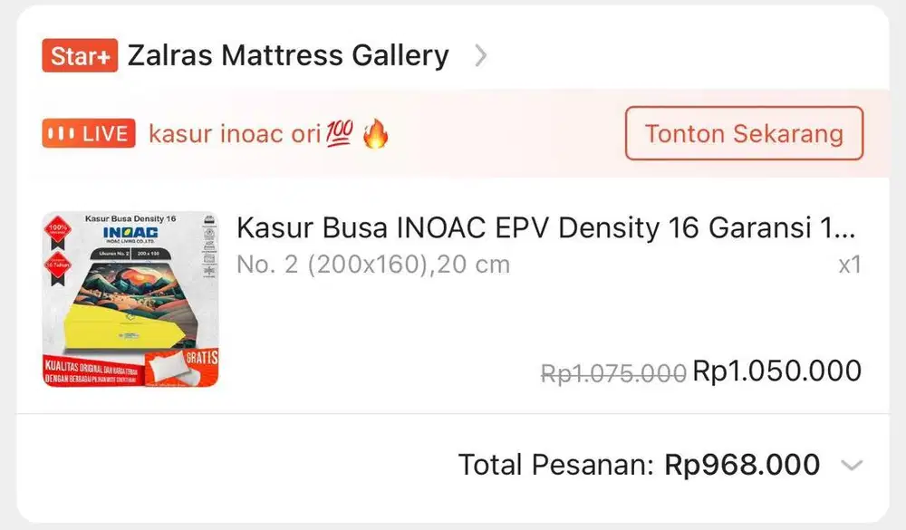 Kasur inoac 180x200x20