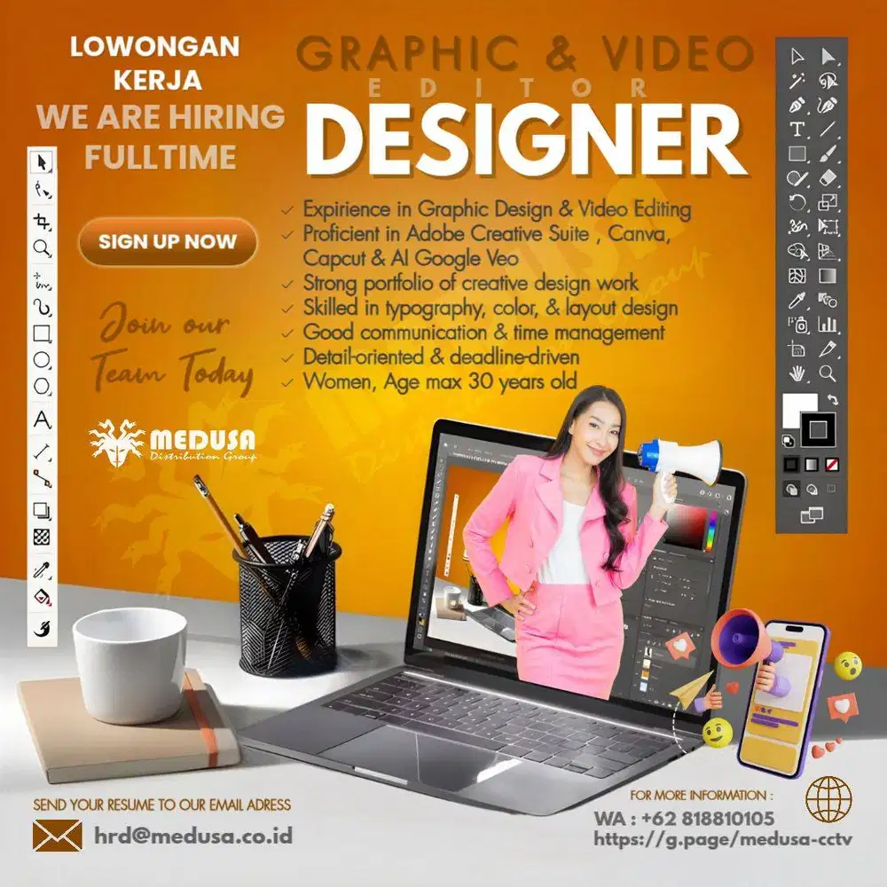 Loker Design Graphic, Photoshop & Video Content Creator, Canva, CapCut