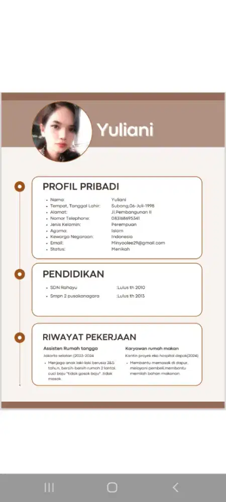 Butuh pekerjaan sbg ART/Baby sister