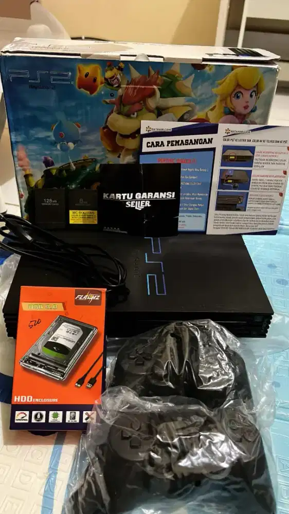 Jual PlayStation 2 , MC 128mb, HD500gb, dual stick , baru