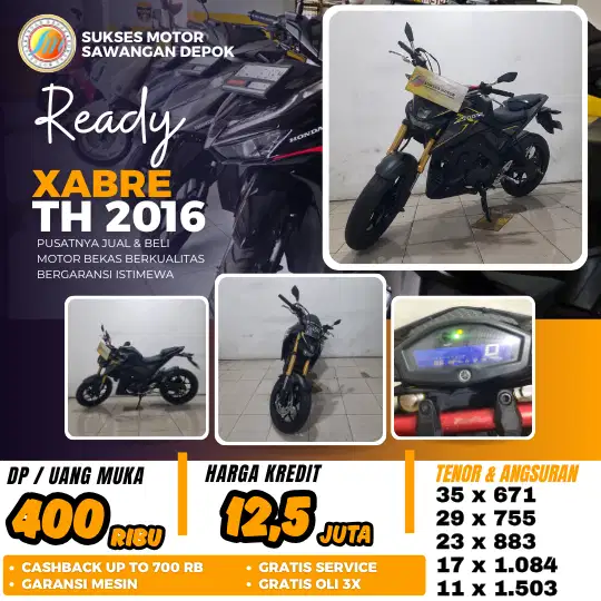 BERGARANSI DP 400 CASH KREDIT YAMAHA XABRE TH 2016 UNIT MULUS