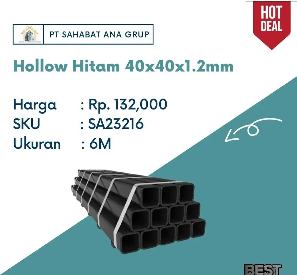 Hollow Hitam 40x40x1.2mm