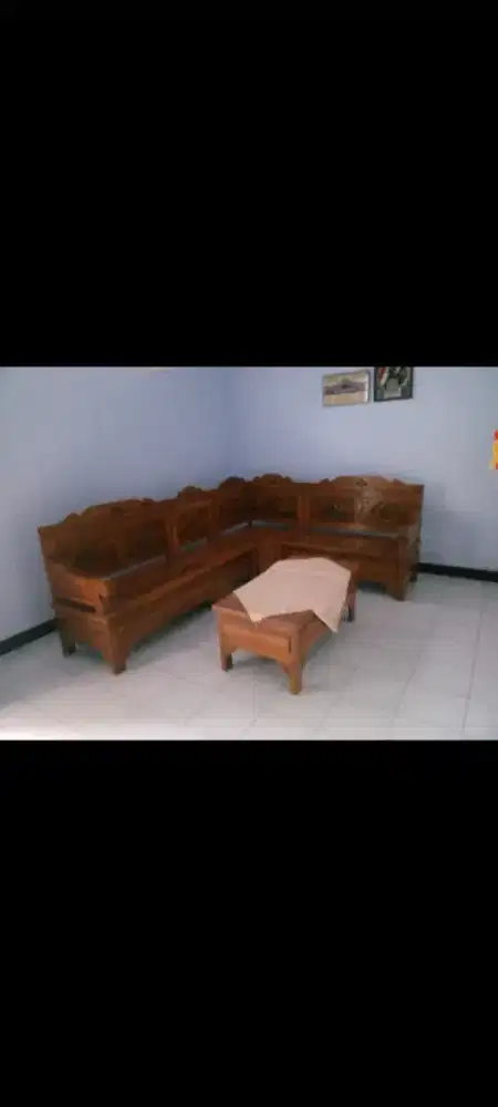 KURSI KAYU JATI MODEL L 1 SET