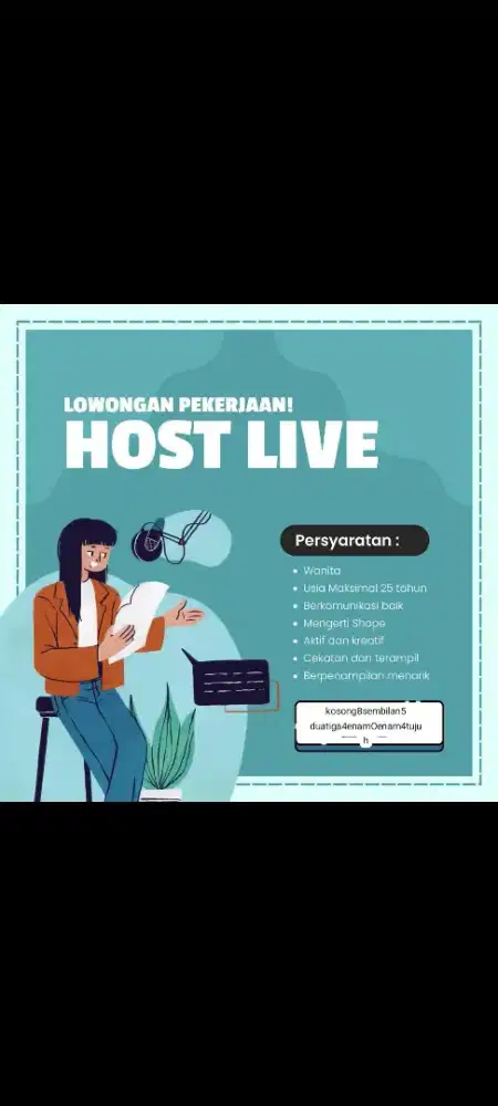 DIBUTUHKAN SEGERA HOST LIVE