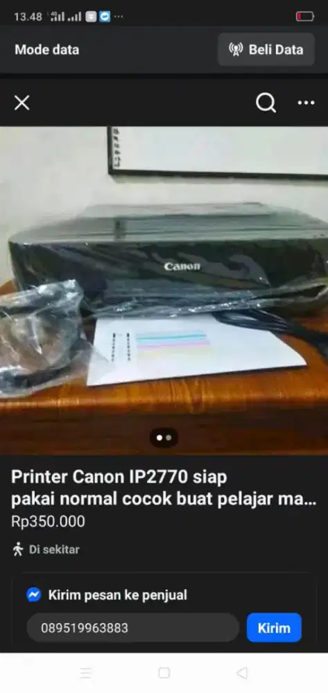 Printer canon ip2770 normal tinggal pakai pass sekolah usaha mahasiawa