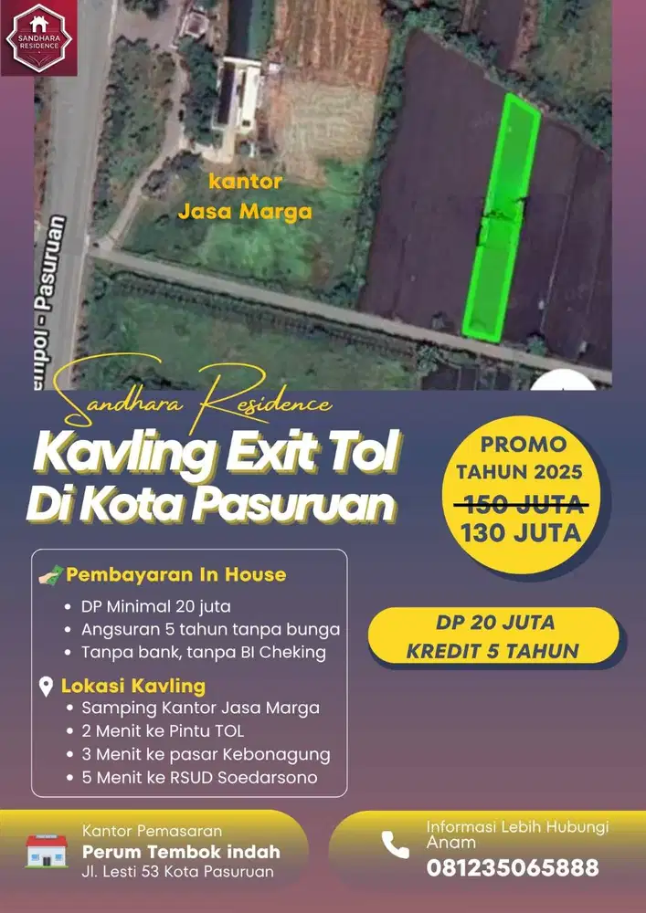Tanah kavling exit tol kota pasuruan