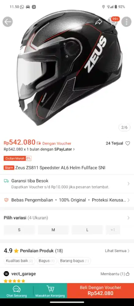 Helm Zeus ZS811 Speedster AL6 Fullface