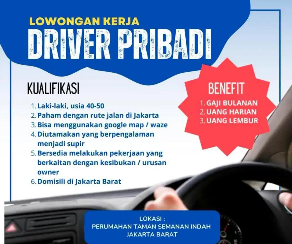 Lowongan Kerja Driver Pribadi