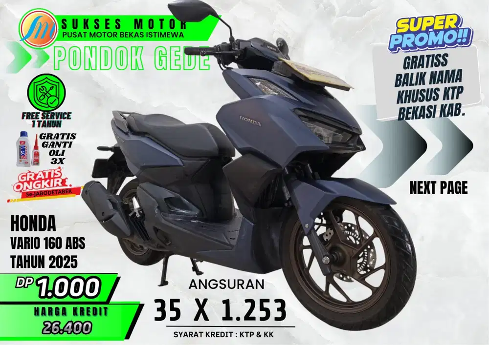 HONDA VARIO 160 ABS TAHUN 2025 CASH DAN KREDIT